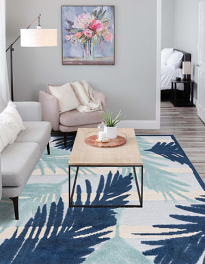 Gray Blue 9' x 12' Aruba Outdoor Rectangle Area Rug Weather Resistant for Patio, Deck, Terrace, Balcony, Porch for Sale at Rug Engine