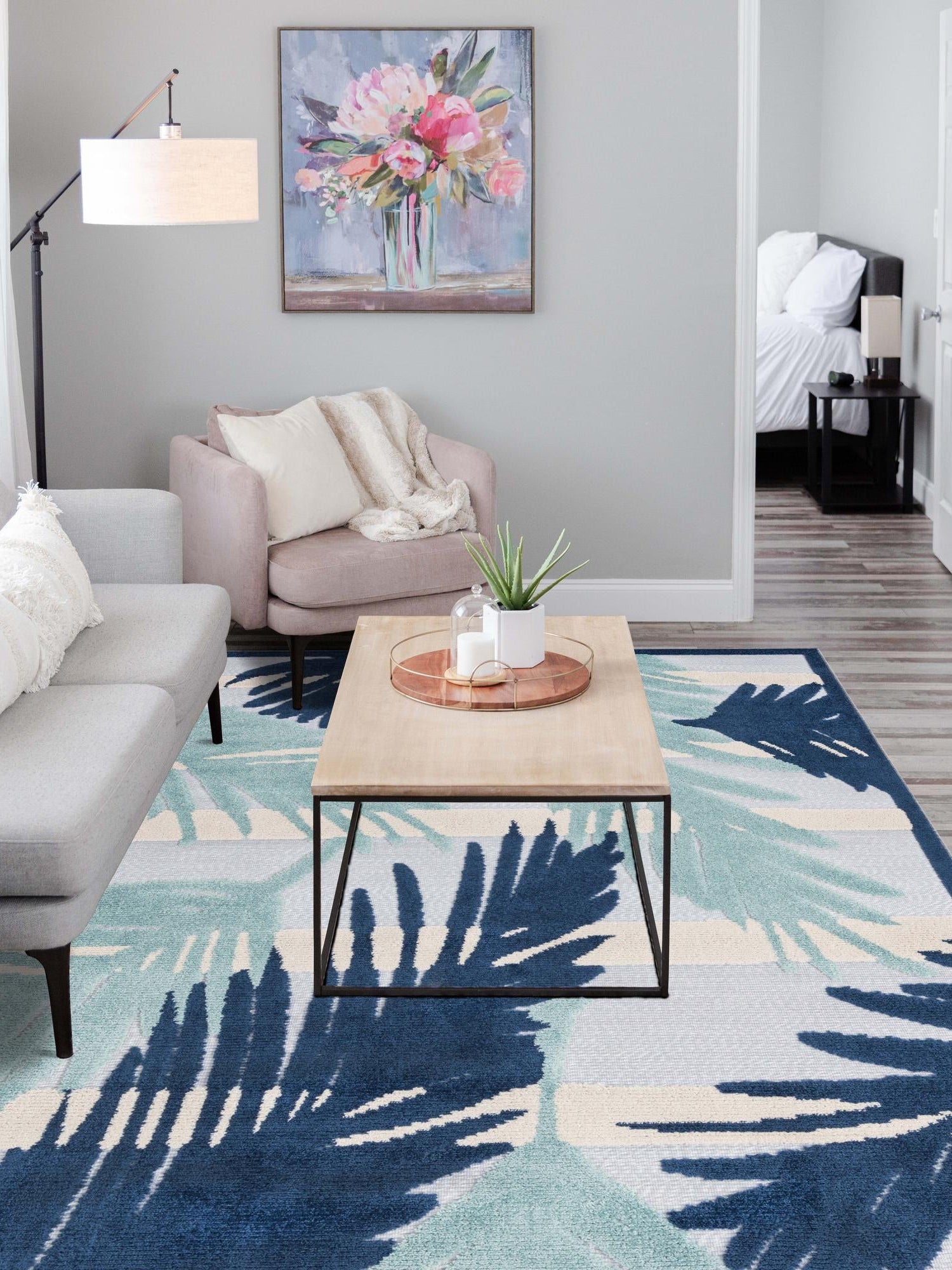 Gray Blue 2' x 3' Aruba Outdoor Rectangle Area Rug Weather Resistant for Patio, Deck, Terrace, Balcony, Porch for Sale at Rug Engine