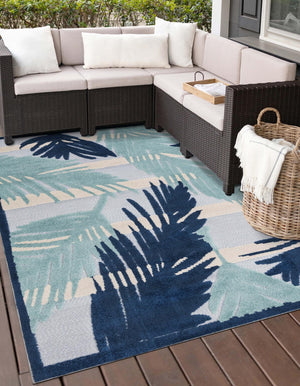 Gray Blue 4' x 6' Aruba Outdoor Rectangle Area Rug Weather Resistant for Patio, Deck, Terrace, Balcony, Porch for Sale at Rug Engine