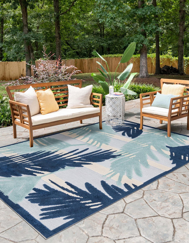 Gray Blue 4' x 6' Aruba Outdoor Rectangle Area Rug Weather Resistant for Patio, Deck, Terrace, Balcony, Porch for Sale at Rug Engine