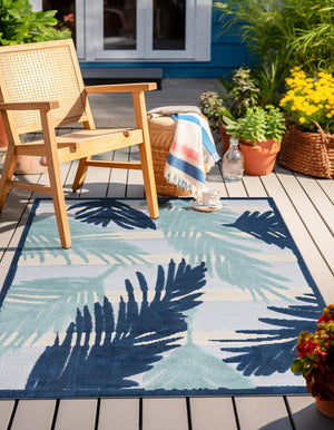 Gray Blue 4' x 6' Aruba Outdoor Rectangle Area Rug Weather Resistant for Patio, Deck, Terrace, Balcony, Porch for Sale at Rug Engine
