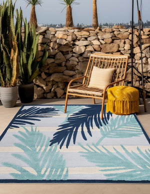 Gray Blue 5' 3 x 5' 3 Aruba Outdoor Square Area Rug Weather Resistant for Patio, Deck, Terrace, Balcony, Porch for Sale at Rug Engine