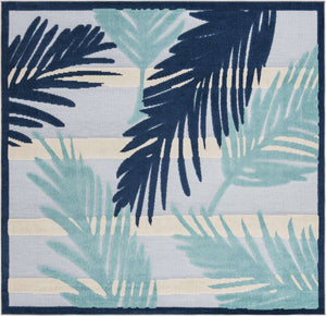 Gray Blue 7' 10 x 7' 10 Aruba Outdoor Square Area Rug Weather Resistant for Patio, Deck, Terrace, Balcony, Porch for Sale at Rug Engine