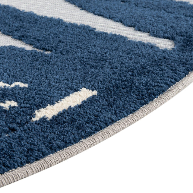 Gray Blue 5' 3 x 5' 3 Aruba Outdoor Round Area Rug Weather Resistant for Patio, Deck, Terrace, Balcony, Porch for Sale at Rug Engine