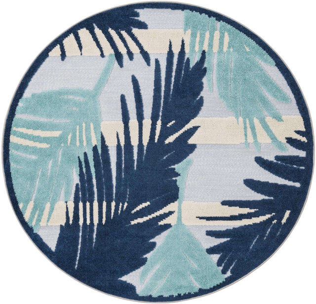 Gray Blue 5' 3 x 5' 3 Aruba Outdoor Round Area Rug Weather Resistant for Patio, Deck, Terrace, Balcony, Porch for Sale at Rug Engine