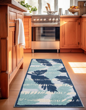 Gray Blue 2' x 8' Aruba Outdoor Runner Area Rug Weather Resistant for Patio, Deck, Terrace, Balcony, Porch for Sale at Rug Engine