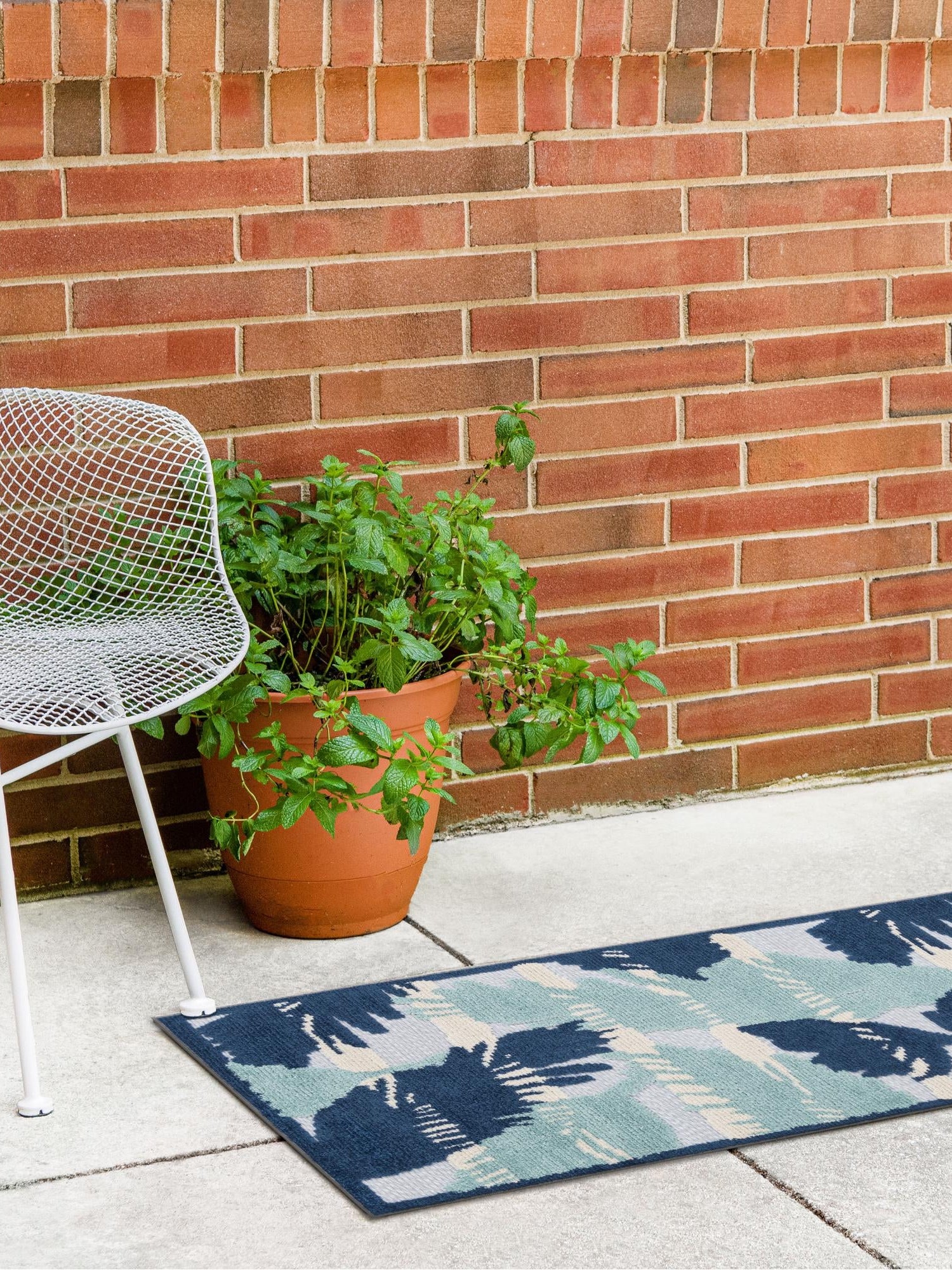 Gray Blue 2' x 8' Aruba Outdoor Runner Area Rug Weather Resistant for Patio, Deck, Terrace, Balcony, Porch for Sale at Rug Engine