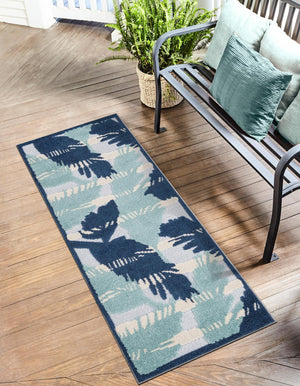 Gray Blue 2' x 6' Aruba Outdoor Runner Area Rug Weather Resistant for Patio, Deck, Terrace, Balcony, Porch for Sale at Rug Engine