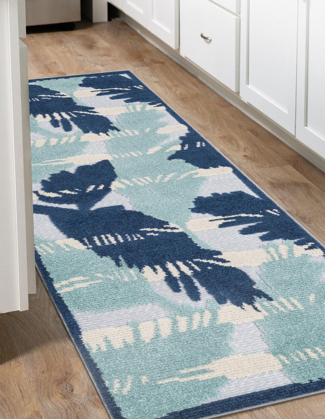 Gray Blue 2' x 6' Aruba Outdoor Runner Area Rug Weather Resistant for Patio, Deck, Terrace, Balcony, Porch for Sale at Rug Engine