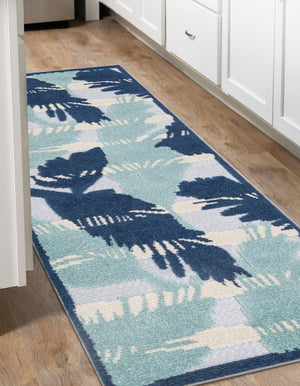 Gray Blue 2' x 10' Aruba Outdoor Runner Area Rug Weather Resistant for Patio, Deck, Terrace, Balcony, Porch for Sale at Rug Engine