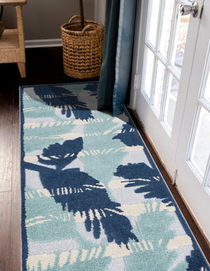 Gray Blue 2' x 6' Aruba Outdoor Runner Area Rug Weather Resistant for Patio, Deck, Terrace, Balcony, Porch for Sale at Rug Engine