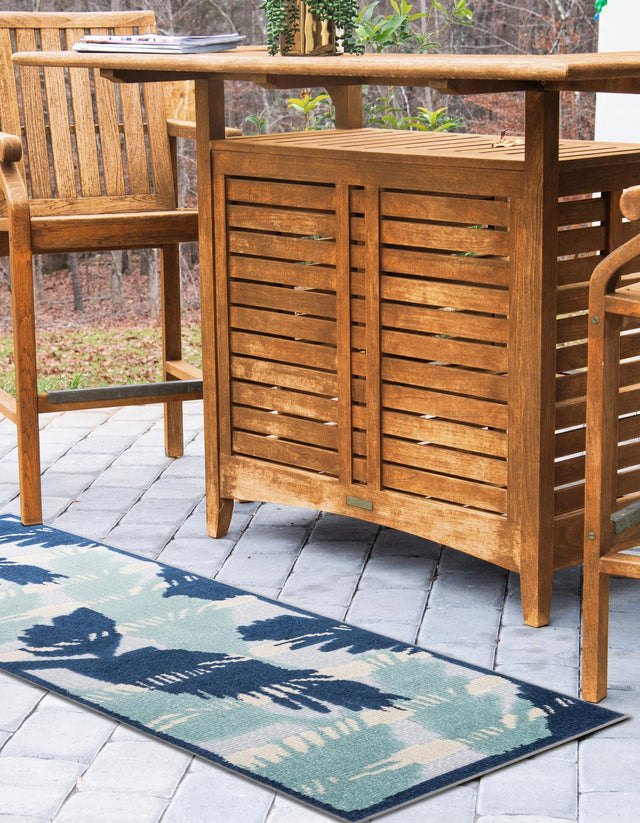 Gray Blue 2' x 6' Aruba Outdoor Runner Area Rug Weather Resistant for Patio, Deck, Terrace, Balcony, Porch for Sale at Rug Engine