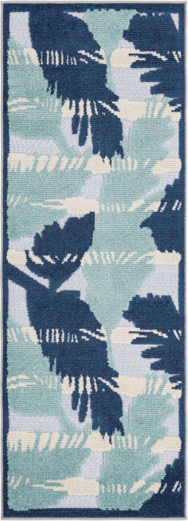 Gray Blue 2' x 6' Aruba Outdoor Runner Area Rug Weather Resistant for Patio, Deck, Terrace, Balcony, Porch for Sale at Rug Engine