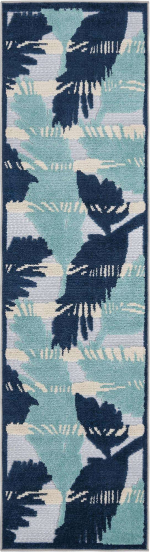 Gray Blue 2' x 8' Aruba Outdoor Runner Area Rug Weather Resistant for Patio, Deck, Terrace, Balcony, Porch for Sale at Rug Engine