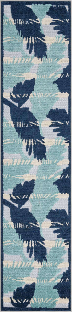 Gray Blue 2' x 10' Aruba Outdoor Runner Area Rug Weather Resistant for Patio, Deck, Terrace, Balcony, Porch for Sale at Rug Engine