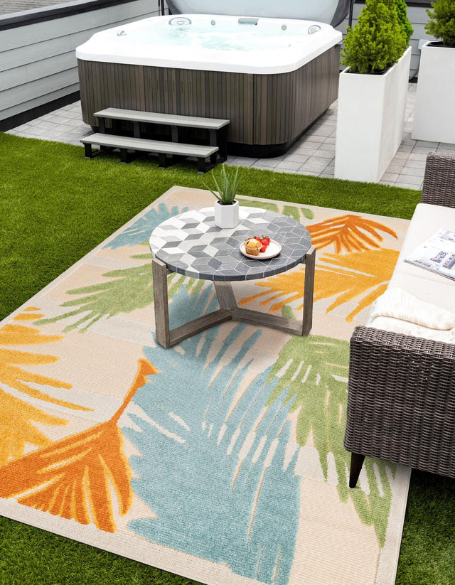 Beige 6' x 9' Aruba Outdoor Rectangle Area Rug Weather Resistant for Patio, Deck, Terrace, Balcony, Porch for Sale at Rug Engine