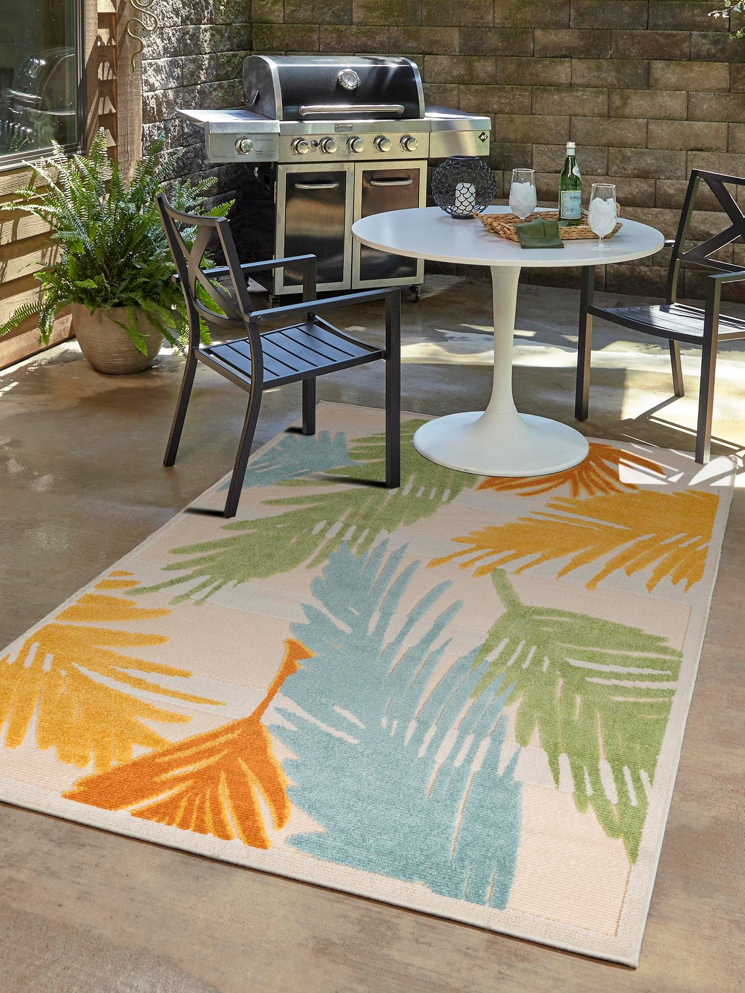 Beige 7' 10 x 10' Aruba Outdoor Rectangle Area Rug Weather Resistant for Patio, Deck, Terrace, Balcony, Porch for Sale at Rug Engine
