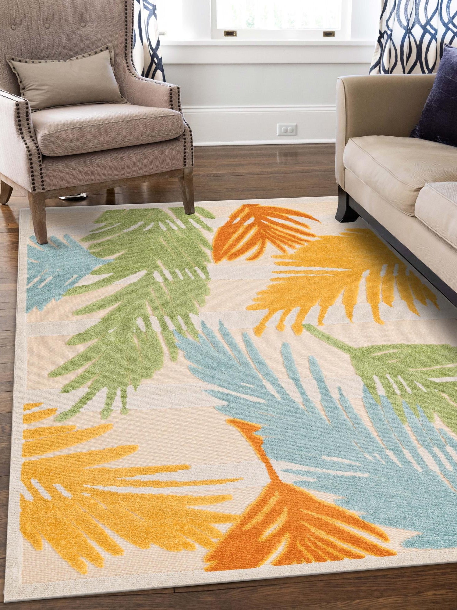 Beige 9' x 12' Aruba Outdoor Rectangle Area Rug Weather Resistant for Patio, Deck, Terrace, Balcony, Porch for Sale at Rug Engine