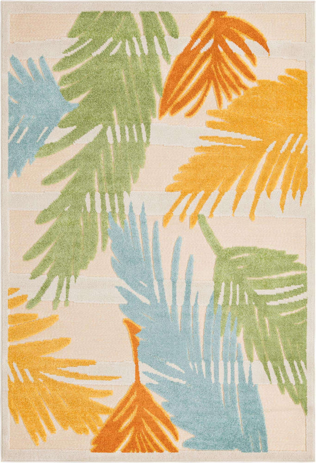 Beige 5' 3 x 8' Aruba Outdoor Rectangle Area Rug Weather Resistant for Patio, Deck, Terrace, Balcony, Porch for Sale at Rug Engine