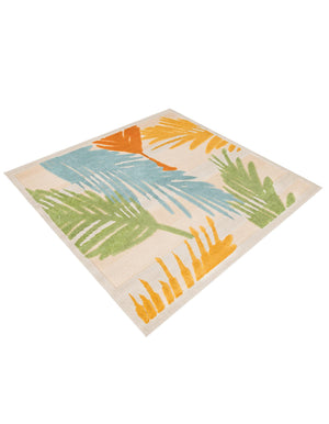 Beige 5' 3 x 5' 3 Aruba Outdoor Square Area Rug Weather Resistant for Patio, Deck, Terrace, Balcony, Porch for Sale at Rug Engine