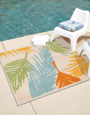 Beige 7' 10 x 7' 10 Aruba Outdoor Square Area Rug Weather Resistant for Patio, Deck, Terrace, Balcony, Porch for Sale at Rug Engine