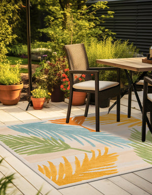 Beige 5' 3 x 5' 3 Aruba Outdoor Square Area Rug Weather Resistant for Patio, Deck, Terrace, Balcony, Porch for Sale at Rug Engine