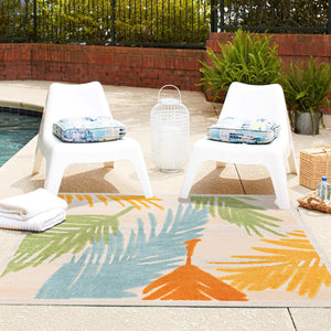 Beige 7' 10 x 7' 10 Aruba Outdoor Square Area Rug Weather Resistant for Patio, Deck, Terrace, Balcony, Porch for Sale at Rug Engine