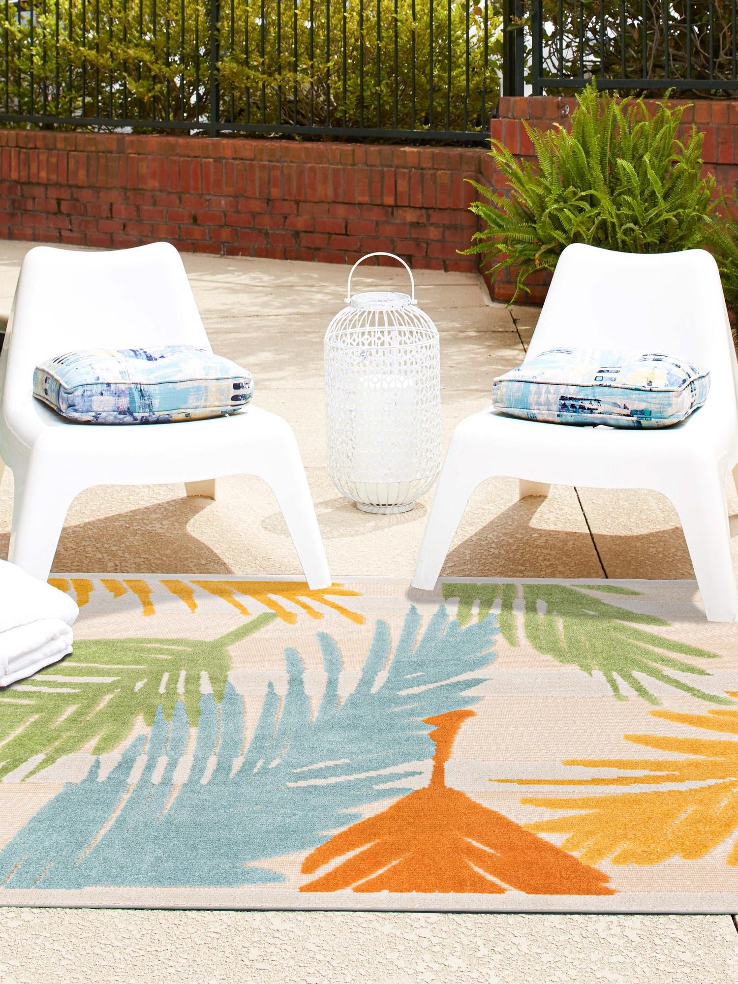 Beige 5' 3 x 5' 3 Aruba Outdoor Square Area Rug Weather Resistant for Patio, Deck, Terrace, Balcony, Porch for Sale at Rug Engine