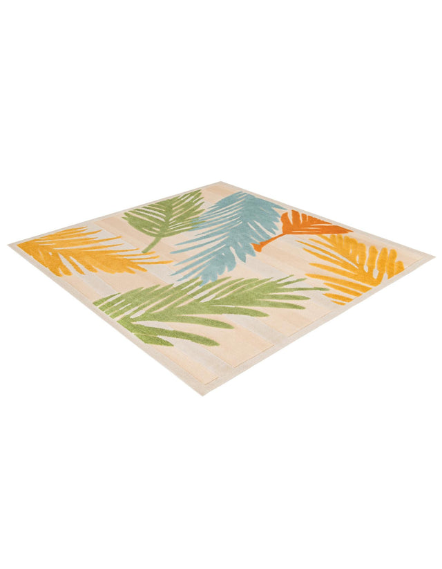 Beige 7' 10 x 7' 10 Aruba Outdoor Square Area Rug Weather Resistant for Patio, Deck, Terrace, Balcony, Porch for Sale at Rug Engine