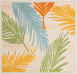 Beige 7' 10 x 7' 10 Aruba Outdoor Square Area Rug Weather Resistant for Patio, Deck, Terrace, Balcony, Porch for Sale at Rug Engine