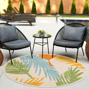 Beige 3' 3 x 3' 3 Aruba Outdoor Round Area Rug Weather Resistant for Patio, Deck, Terrace, Balcony, Porch for Sale at Rug Engine