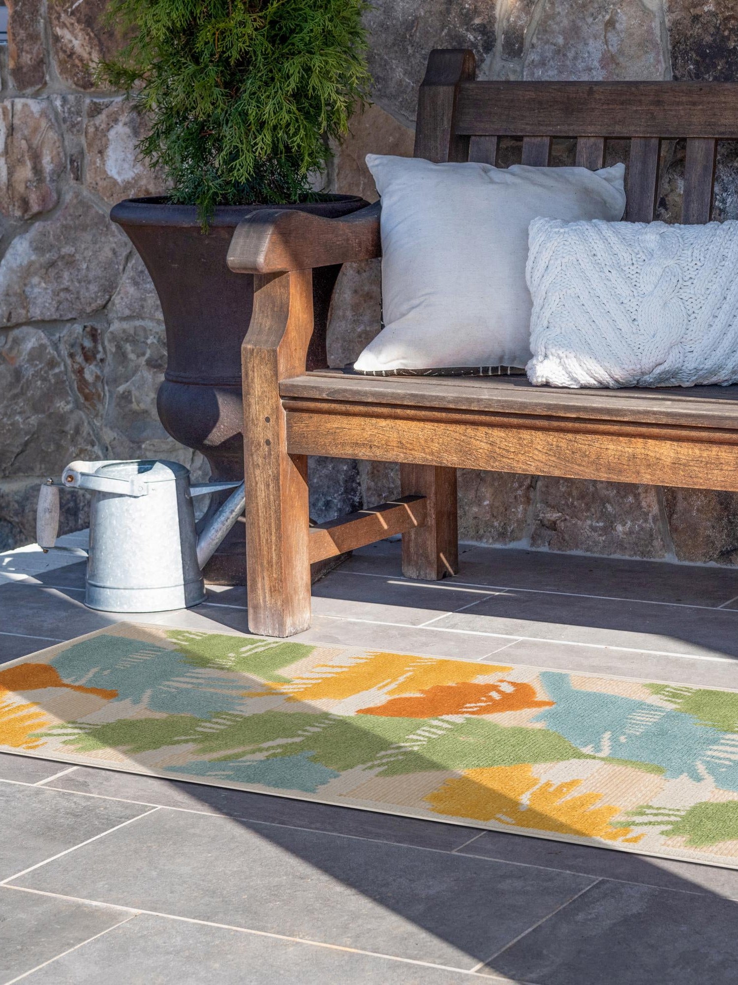 Beige 2' x 8' Aruba Outdoor Runner Area Rug Weather Resistant for Patio, Deck, Terrace, Balcony, Porch for Sale at Rug Engine