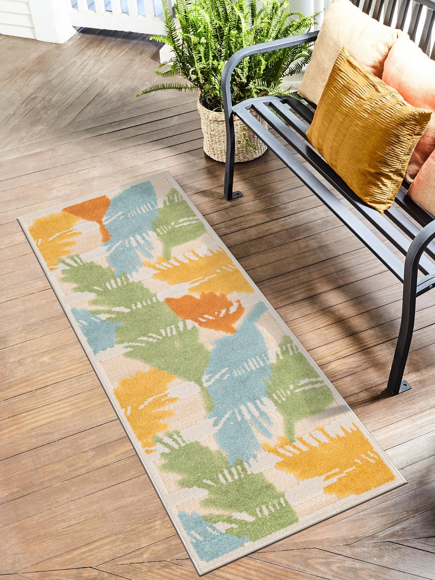 Beige 2' x 8' Aruba Outdoor Runner Area Rug Weather Resistant for Patio, Deck, Terrace, Balcony, Porch for Sale at Rug Engine