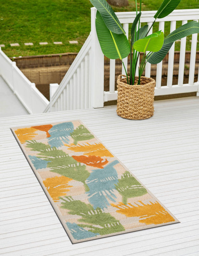 Beige 2' x 10' Aruba Outdoor Runner Area Rug Weather Resistant for Patio, Deck, Terrace, Balcony, Porch for Sale at Rug Engine