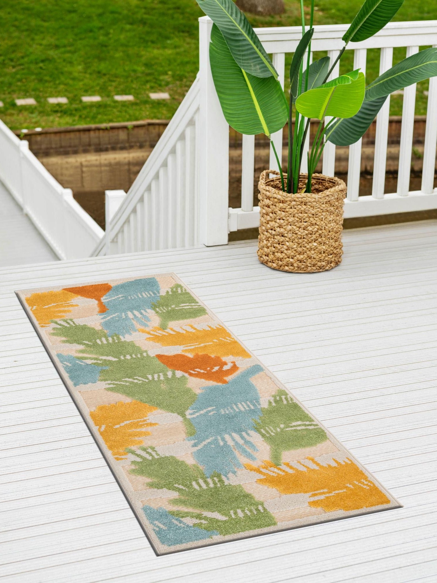 Beige 2' x 8' Aruba Outdoor Runner Area Rug Weather Resistant for Patio, Deck, Terrace, Balcony, Porch for Sale at Rug Engine