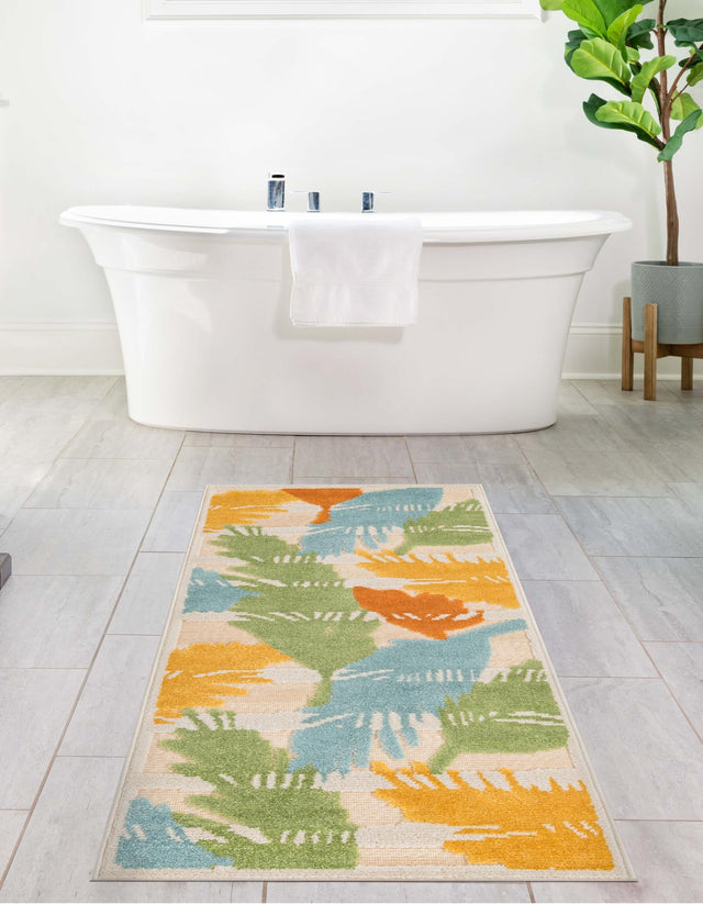 Beige 2' x 10' Aruba Outdoor Runner Area Rug Weather Resistant for Patio, Deck, Terrace, Balcony, Porch for Sale at Rug Engine