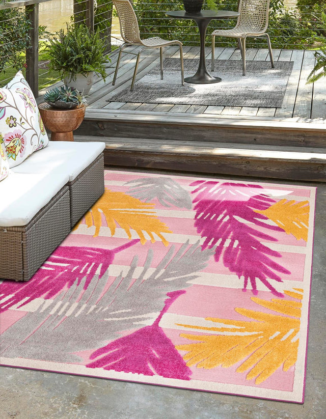 Pink 2' x 3' Aruba Outdoor Rectangle Area Rug Weather Resistant for Patio, Deck, Terrace, Balcony, Porch for Sale at Rug Engine