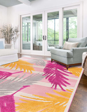 Pink 9' x 12' Aruba Outdoor Rectangle Area Rug Weather Resistant for Patio, Deck, Terrace, Balcony, Porch for Sale at Rug Engine