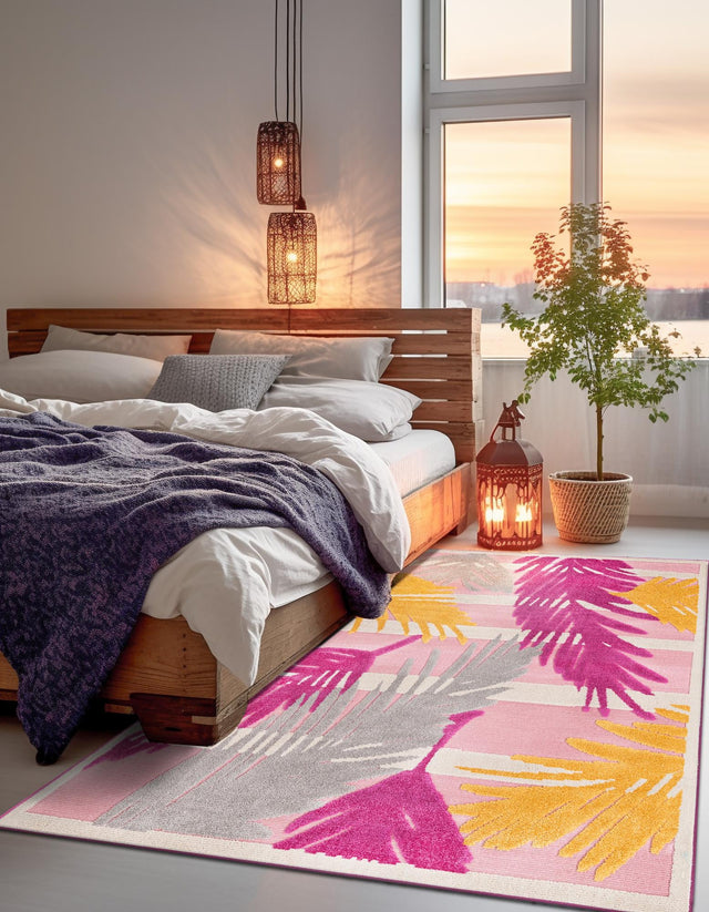 Pink 6' x 9' Aruba Outdoor Rectangle Area Rug Weather Resistant for Patio, Deck, Terrace, Balcony, Porch for Sale at Rug Engine