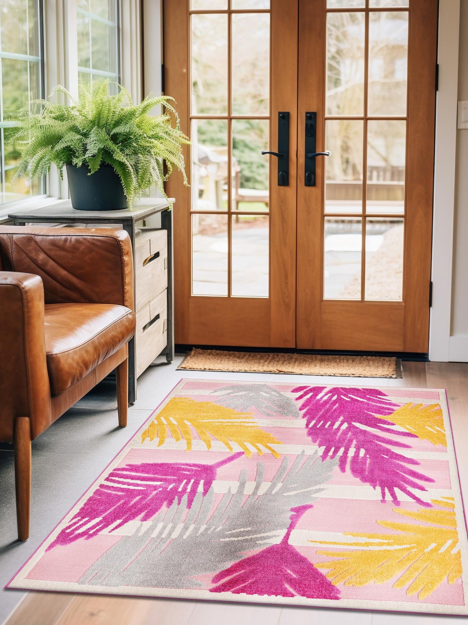 Pink 6' x 9' Aruba Outdoor Rectangle Area Rug Weather Resistant for Patio, Deck, Terrace, Balcony, Porch for Sale at Rug Engine