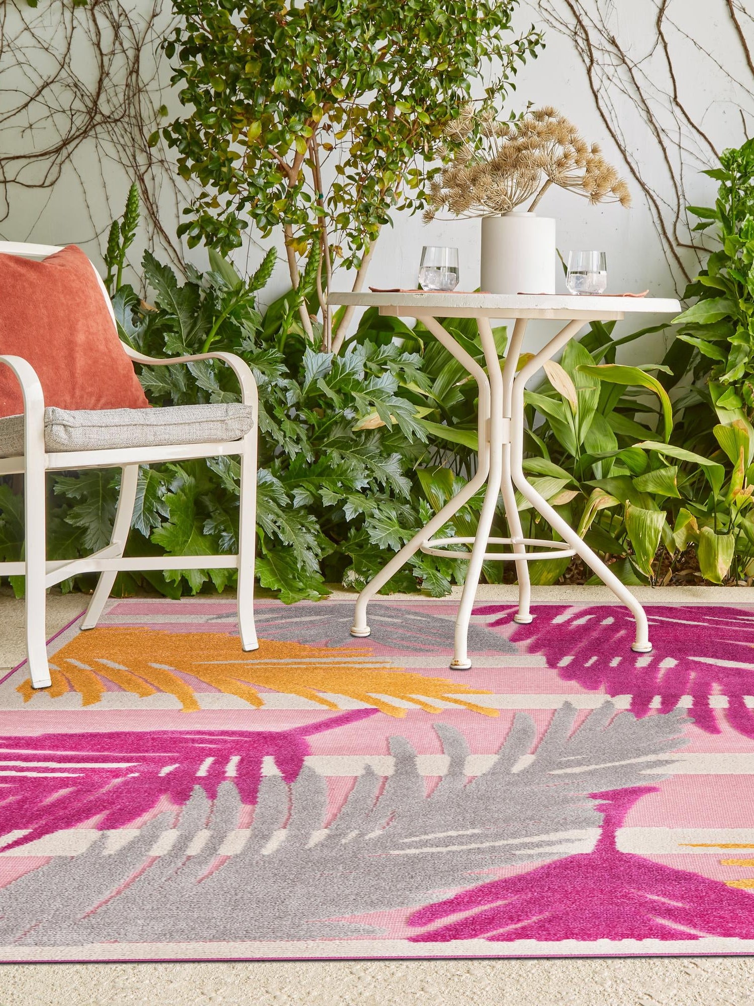 Pink 5' 3 x 8' Aruba Outdoor Rectangle Area Rug Weather Resistant for Patio, Deck, Terrace, Balcony, Porch for Sale at Rug Engine