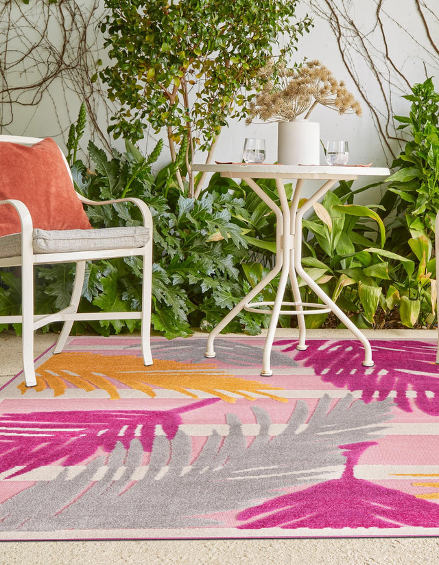 Pink 6' x 9' Aruba Outdoor Rectangle Area Rug Weather Resistant for Patio, Deck, Terrace, Balcony, Porch for Sale at Rug Engine