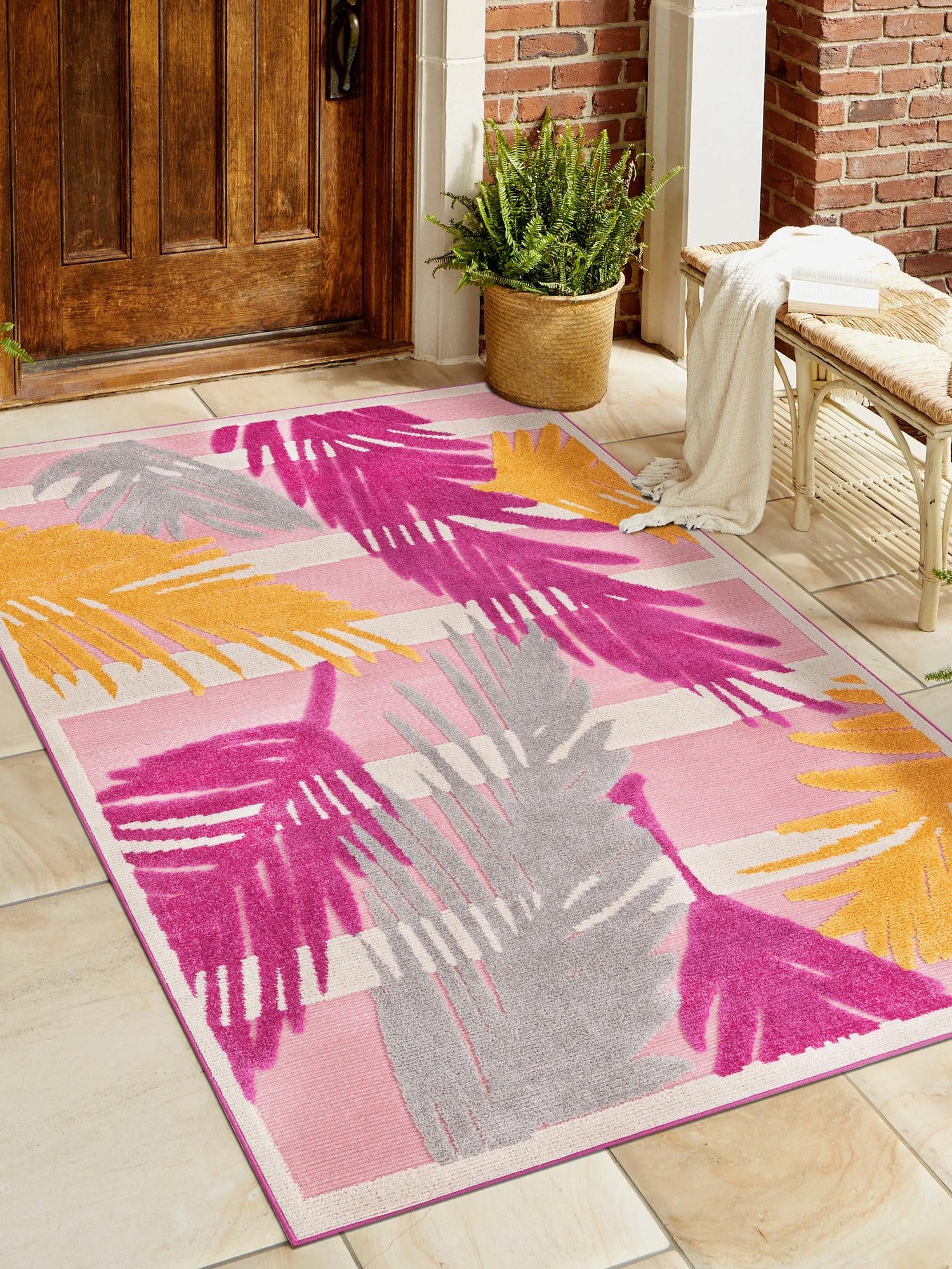Pink 9' x 12' Aruba Outdoor Rectangle Area Rug Weather Resistant for Patio, Deck, Terrace, Balcony, Porch for Sale at Rug Engine