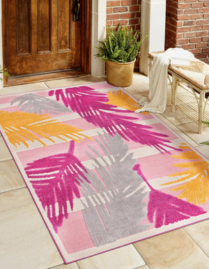 Pink 6' x 9' Aruba Outdoor Rectangle Area Rug Weather Resistant for Patio, Deck, Terrace, Balcony, Porch for Sale at Rug Engine
