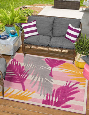 Pink 5' 3 x 5' 3 Aruba Outdoor Square Area Rug Weather Resistant for Patio, Deck, Terrace, Balcony, Porch for Sale at Rug Engine
