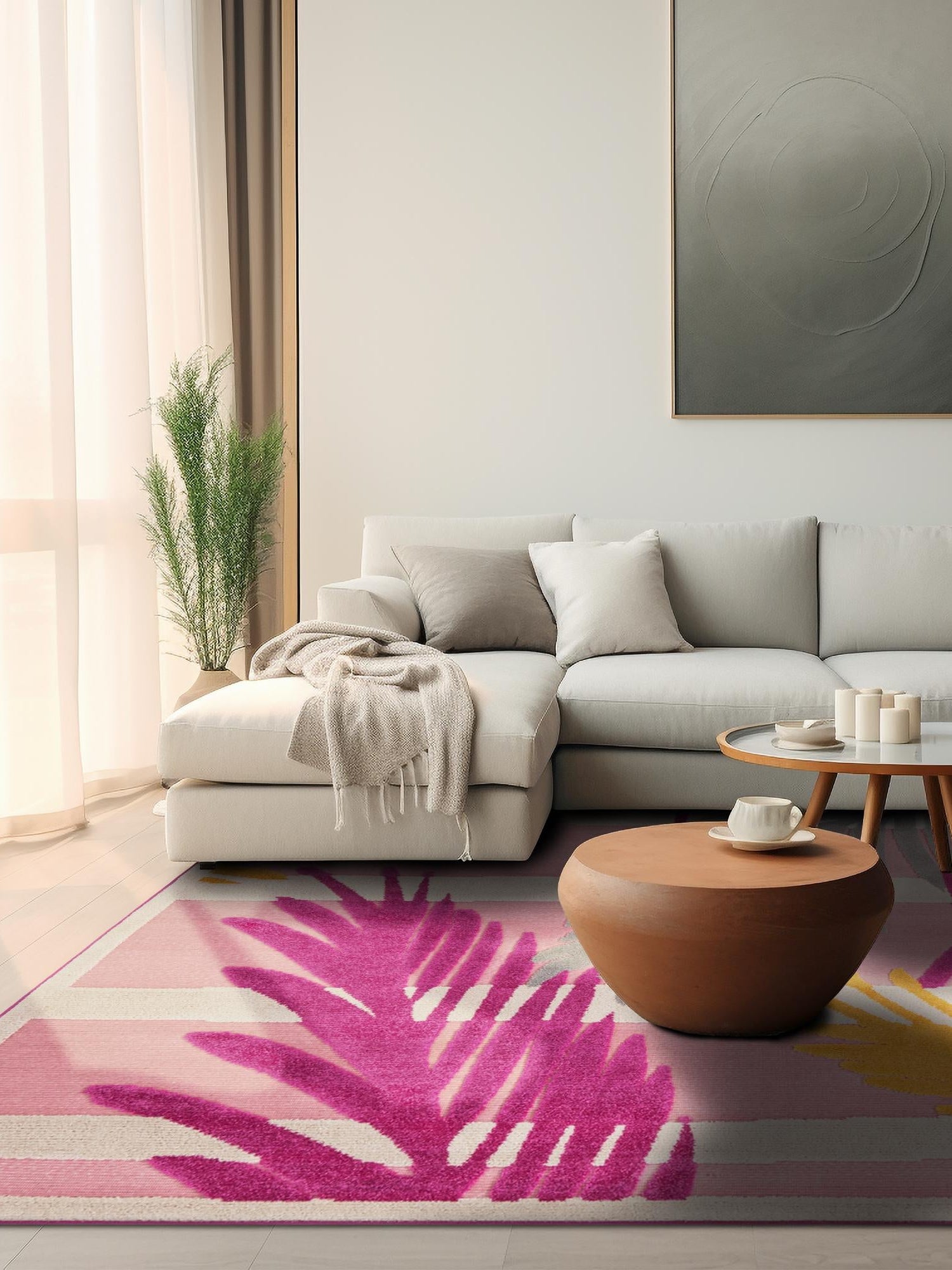 Pink 5' 3 x 5' 3 Aruba Outdoor Square Area Rug Weather Resistant for Patio, Deck, Terrace, Balcony, Porch for Sale at Rug Engine