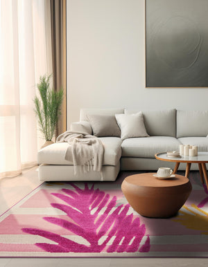 Pink 5' 3 x 5' 3 Aruba Outdoor Square Area Rug Weather Resistant for Patio, Deck, Terrace, Balcony, Porch for Sale at Rug Engine