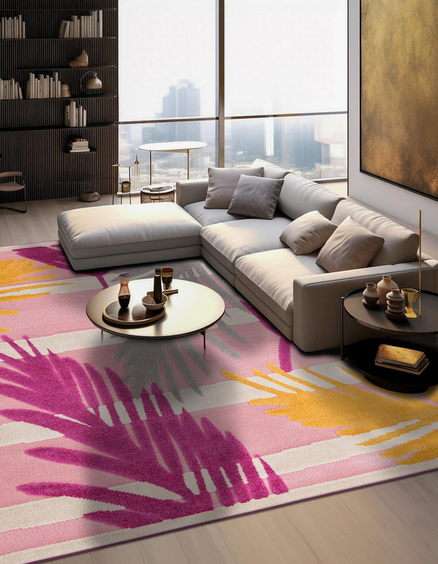 Pink 7' 10 x 7' 10 Aruba Outdoor Square Area Rug Weather Resistant for Patio, Deck, Terrace, Balcony, Porch for Sale at Rug Engine