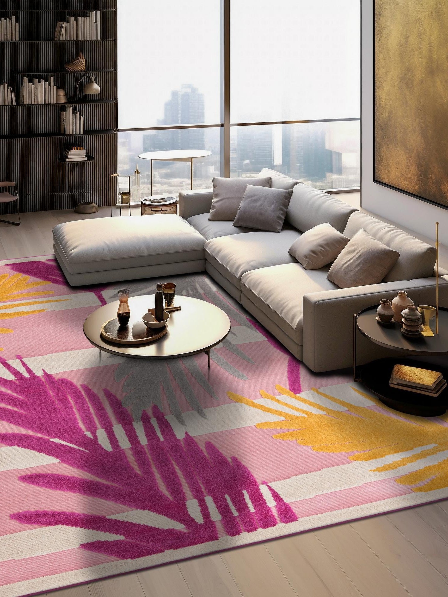 Pink 5' 3 x 5' 3 Aruba Outdoor Square Area Rug Weather Resistant for Patio, Deck, Terrace, Balcony, Porch for Sale at Rug Engine