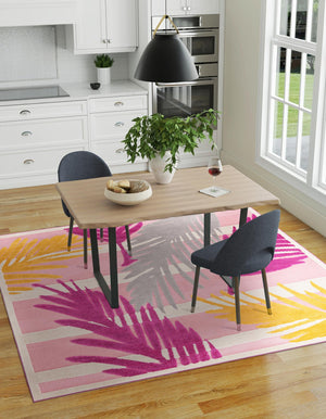 Pink 7' 10 x 7' 10 Aruba Outdoor Square Area Rug Weather Resistant for Patio, Deck, Terrace, Balcony, Porch for Sale at Rug Engine